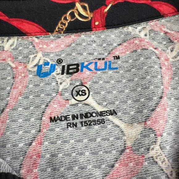 Ibkul Dress Womens XS Black Red Chain Equestrian Short Sleeve Golf Sporty Casual - Picture 3 of 9